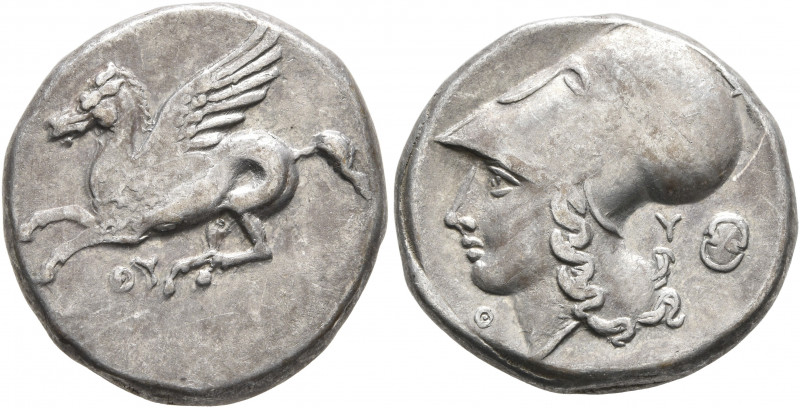 AKARNANIA. Thyrrheion. Circa 320-280 BC. Stater (Silver, 20 mm, 8.42 g, 2 h). ΘΥ...