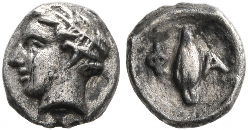 CIMMERIAN BOSPOROS. Phanagoreia. Circa 400 BC. Hemiobol (Silver, 6 mm, 0.29 g, 7...