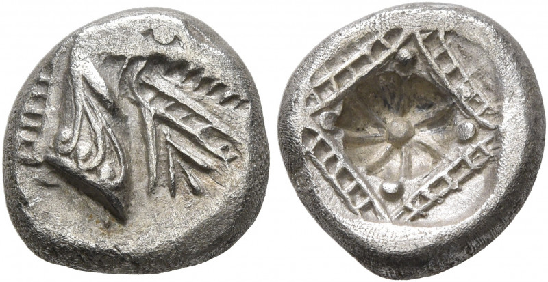 CARIA. Halikarnassos. Circa 500-480 BC. Hekte (Silver, 11 mm, 1.66 g). Head of K...