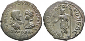 MOESIA INFERIOR. Tomis. Gordian III, with Tranquillina, 238-244. Tetrassarion (Bronze, 27 mm, 9.90 g, 6 h). AYT K M ANT ΓOPΔIANOC AYΓ CЄ / TPANKYΛ-ΛЄI...