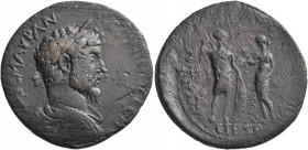 PONTUS. Amasia. Marcus Aurelius, 161-180. Hexassarion (?) (Bronze, 34 mm, 22.76 g, 6 h), CY 165 = 163/4. [ΑΥΤ Κ]ΑΙϹ Μ ΑΥΡ ΑΝΤΩΝΙΝΟϹ ϹЄΒ Laureate, drap...