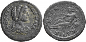 MYSIA. Hadrianaea. Julia Domna, Augusta, 193-217. Diassarion (Bronze, 22 mm, 5.86 g, 6 h). I ΔΟΜΝΑ CЄBACTH Draped bust of Julia Domna to right. Rev. Α...