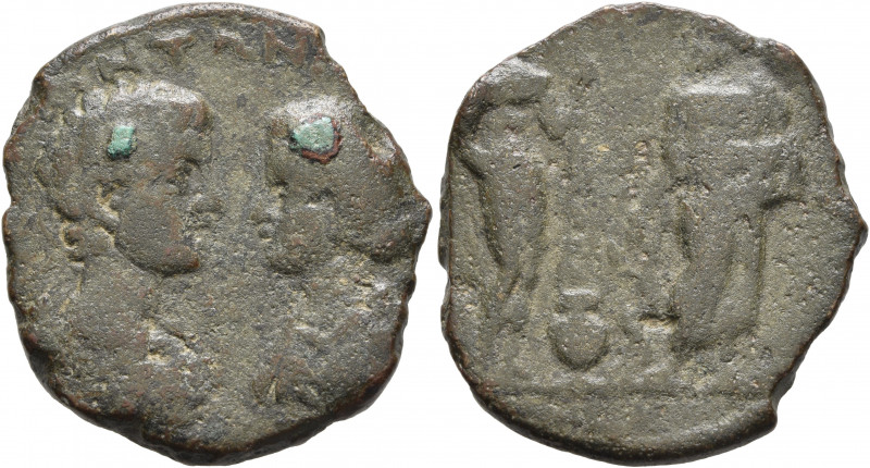 CARIA. Cnidus. Caracalla, with Plautilla, 198-217. Tetrassarion (Bronze, 27 mm, ...