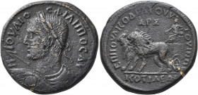 PHRYGIA. Cotiaeum. Philip I, 244-249. Tetrassarion (Orichalcum, 28 mm, 15.34 g, 8 h), Iulius Quadratus, first archon and eques. M IOYΛIOC ΦΙΛΙΠΠOC A Y...