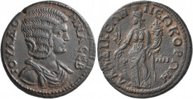 PHRYGIA. Laodicea ad Lycum. Julia Domna, Augusta, 193-217. Tetrassarion (Bronze, 29 mm, 11.92 g, 5 h), CY 88 = 211/2. IOYΛ ΔOMNA CЄB Draped bust of Ju...