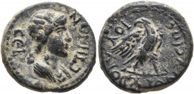 PHRYGIA. Sebaste. Agrippina Junior, Augusta, 50-59. Hemiassarion (Bronze, 17 mm, 3.86 g, 12 h), circa 55. CЄΒΑCΤΗΝΩΝ Draped bust of Agrippina II to ri...