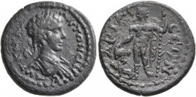 PISIDIA. Ariassus. Caracalla, 198-217. Assarion (Bronze, 19 mm, 4.94 g, 7 h). ΑΥΤ Κ Μ ΑΥ ΑΝΤΩΝЄΙΝΟC Laureate, draped and cuirassed bust of Caracalla t...