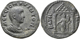 PISIDIA. Baris. Hostilian, as Caesar, 250-251. Tetrassarion (Orichalcum, 24 mm, 7.84 g, 1 h). ΜЄϹϹΙΟΝ ΚΥΙΝΤΟΝ Κ Bare-headed, draped and cuirassed bust...