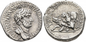 CILICIA. Tarsus. Hadrian, 117-138. Tridrachm (Silver, 24 mm, 10.41 g, 12 h). ΑΥΤ ΚΑΙ ΘΕ ΤΡΑ ΠΑΡ ΥΙ ΘΕ ΝΕΡ ΥΙ ΤΡΑΙ ΑΔΡΙΑΝΟϹ ϹE Laureate and cuirassed b...
