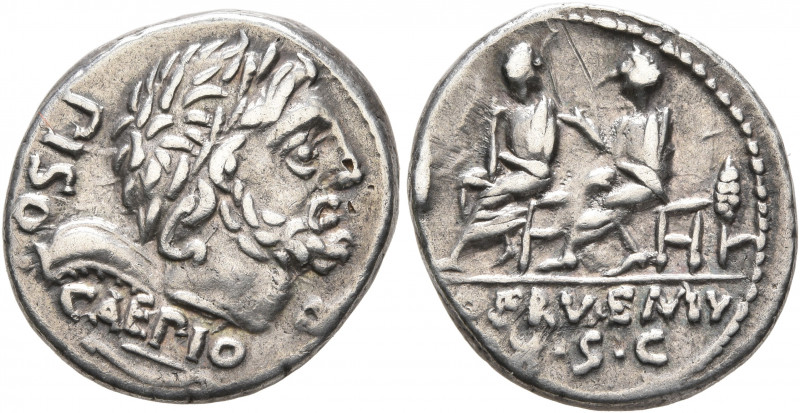 Q. Servilius Caepio, 100 BC. Denarius (Silver, 18 mm, 3.87 g, 12 h), with Calpur...