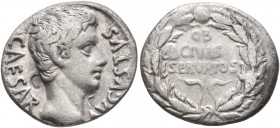Augustus, 27 BC-AD 14. Denarius (Silver, 18 mm, 3.57 g, 6 h), uncertain mint in Spain (Colonia Patricia?), 19 BC. CAESAR AVGVSTVS Bare head of Augustu...