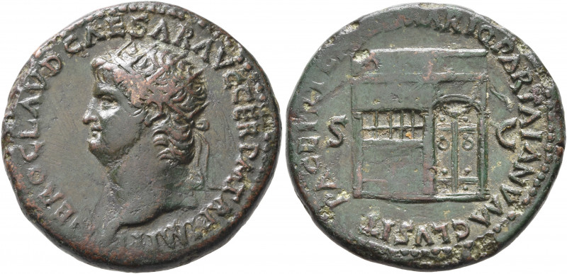 Nero, AD 54-68. Dupondius (Bronze, 27 mm, 14.00 g, 7 h), Rome, circa 66. NERO CL...