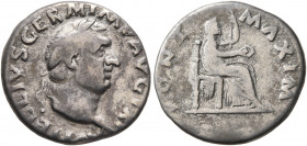Vitellius, 69. Denarius (Silver, 17 mm, 3.13 g, 7 h), Rome, circa late April–20 December 69. A VITELLIVS GERM IMP AVG TR P Laureate head of Vitellius ...