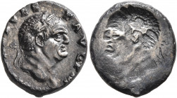 Vespasian, 69-79. Denarius (Silver, 17 mm, 2.90 g, 1 h), brockage mint error, Rome, 71. [IMP CAE]S VESP AVG P M Laureate head of Vespasian to right. R...