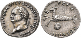 Vespasian, 69-79. Denarius (Silver, 18 mm, 3.50 g, 6 h), Rome, 79. IMP CAESAR VESPASIANVS AVG Laureate head of Vespasian to left. Rev. TR POT X COS VI...
