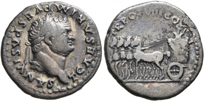 Titus, as Caesar, 69-79. Denarius (Silver, 17 mm, 2.88 g, 6 h), Rome, 79. T CAES...