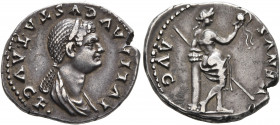 Julia Titi, Augusta, 79-90/1. Denarius (Silver, 20 mm, 3.04 g, 6 h), Rome, struck under Titus, 80-81. IVLIA AVGVSTA T AVG F• Diademed and draped bust ...