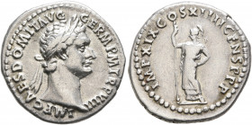 Domitian, 81-96. Denarius (Silver, 19 mm, 3.48 g, 7 h), Rome, 88-89. IMP CAES DOMIT AVG GERM P M TR P VIII Laureate head of Domitian to right. Rev. IM...