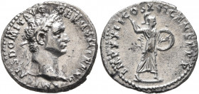 Domitian, 81-96. Denarius (Silver, 18 mm, 3.25 g, 7 h), Rome, 92-93. IMP CAES DOMIT AVG GERM P M TR P XII Laureate head of Domitian to right. Rev. IMP...