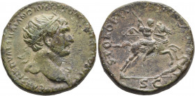 Trajan, 98-117. Dupondius (Orichalcum, 26 mm, 13.61 g, 6 h), Rome, circa 104/5-107. IMP CAES NERVAE TRAIANO AVG GER DAC P M TR P COS V P P Radiate hea...