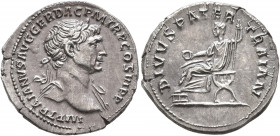 Trajan, 98-117. Denarius (Silver, 19 mm, 3.19 g, 6 h), Rome, 112-113. IMP TRAIANVS AVG GER DAC P M TR P COS VI P P Laureate head of Trajan to right, w...