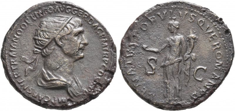 Trajan, 98-117. Dupondius (Orichalcum, 27 mm, 10.92 g, 7 h), Rome, 114-116. IMP ...