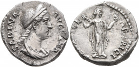 Sabina, Augusta, 128-136/7. Denarius (Silver, 17 mm, 3.20 g, 6 h), Rome, circa 137-138. SABINA AVGVSTA Diademed and draped bust of Sabina to right. Re...