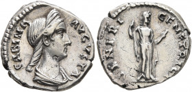 Sabina, Augusta, 128-136/7. Denarius (Silver, 16 mm, 3.29 g, 6 h), Rome, circa 137-138. SABINA AVGVSTA Diademed and draped bust of Sabina to right. Re...