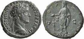 Antoninus Pius, 138-161. As (Copper, 27 mm, 9.69 g, 6 h), Rome, 147-148. ANTONINVS AVG PIVS P P TR P XI Laureate and cuirassed bust of Antoninus Pius ...