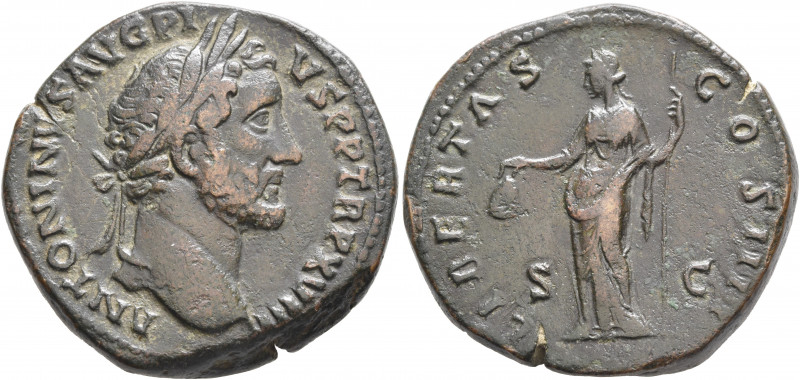 Antoninus Pius, 138-161. Sestertius (Bronze, 32 mm, 24.94 g, 12 h), Rome, 154-15...