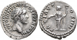 Antoninus Pius, 138-161. Denarius (Silver, 18 mm, 3.21 g, 6 h), Rome, 159-160. ANTONINVS AVG PIVS P P TR P XXIII Laureate head of Antoninus Pius to ri...