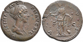 Faustina Junior, Augusta, 147-175. Sestertius (Bronze, 32 mm, 28.08 g, 5 h), Rome, 147-450. FAVSTINAE AVG PII AVG FIL Draped bust of Faustina II to ri...