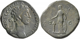 Commodus, 177-192. Sestertius (Orichalcum, 30 mm, 19.39 g, 6 h), Rome, 179. L AVREL COMMODVS AVG TR P IIII Laureate head of Commodus to right. Rev. IM...