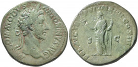 Commodus, 177-192. Sestertius (Orichalcum, 32 mm, 22.02 g, 6 h), Rome, 181. M COMMODVS ANTONINVS AVG Laureate head of Commodus to right. Rev. FEL AVG ...