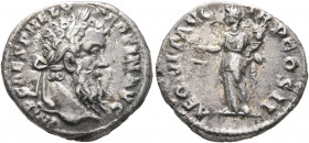 Pertinax, 193. Denarius (Silver, 18 mm, 2.80 g, 12 h), Rome. IMP CAES P HELV PERTIN AVG Laureate head of Pertinax to right. Rev. AEQVIT AVG TR P COS I...