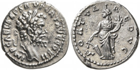Septimius Severus, 193-211. Denarius (Silver, 17 mm, 2.85 g, 2 h), Emesa, 194-195. IMP CAE L SEP SEV PERT AVG COS II Laureate head of Septimius Severu...