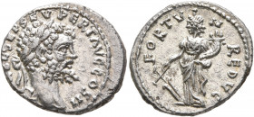 Septimius Severus, 193-211. Denarius (Silver, 18 mm, 2.62 g, 12 h), Emesa, 194-195. [IMP CA]E L SEP SEV PERT AVG COS II Laureate head of Septimius Sev...