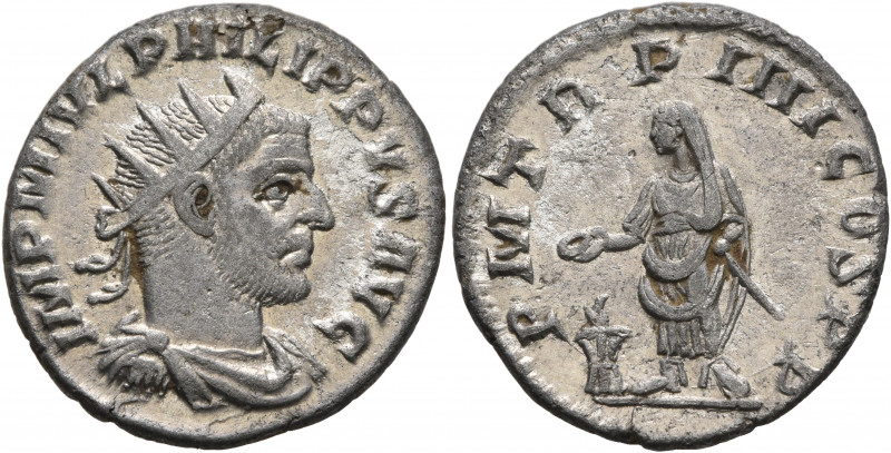 Philip I, 244-249. Antoninianus (Silver, 21 mm, 2.12 g, 11 h), Antiochia, 247. I...