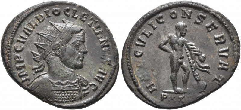 Diocletian, 284-305. Antoninianus (Bronze, 23 mm, 3.38 g, 12 h), Ticinum, 286-28...