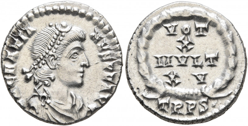 Gratian, 367-383. Siliqua (Silver, 17 mm, 2.41 g, 7 h), Treveri, 375-378. D N GR...