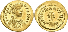 Heraclius, 610-641. Tremissis (Gold, 17 mm, 1.45 g, 6 h), Constantinopolis, circa 613-641. δ N hЄRACLIЧS T P P AVI Diademed, draped and cuirassed bust...