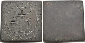 BYZANTINE. 4th-6th centuries. Weight of 2 Unciae (Bronze, 30x30 mm, 53.67 g), a uniface square commercial weight with plain edges. Γo - B Cross; all w...