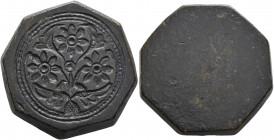 BYZANTINE. 6th-12th centuries. Weight (Bronze, 29 mm, 35.36 g), a uniface octagonal commercial or coin weight with plain edges. Plant with three flowe...