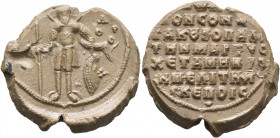 Theodoros Chetames (Thoros, son of Hetoum), kouropalates and doux of Melitene, Circa 1074. Seal (Lead, 26 mm, 12.77 g, 11 h). [O / A/ΓI/O,] - [ΘЄO][Δ/...