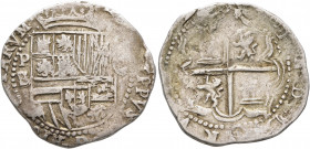 BOLIVIA, Colonial (as Alto Perú). Felipe II, king of Spain, 1556-1598. Cob 2 Reales (Silver, 27 mm, 6.65 g, 11 h), Potosí. [PHILI]PPVS [D] G HIS[PAN]I...