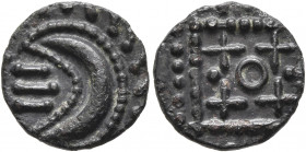 BRITISH, Anglo-Saxon. Continental Sceattas. Circa 715-750. Sceatt (Bronze, 13 mm, 1.08 g), degenerate style, later issue. 'Porcupine' to right. Rev. B...