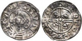 BRITISH, Anglo-Saxon. Kings of All England. Cnut, 1016-1035. Penny (Silver, 18 mm, 1.08 g, 9 h), a Scandinavian imitation of a pointed helmet issue, a...