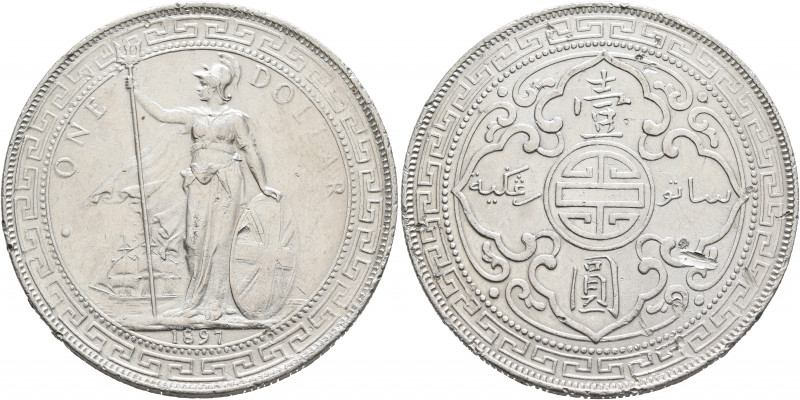 BRITISH, Trade Dollars. Dollar 1897 (Silver, 38 mm, 27.08 g, 12 h), struck for c...