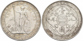 BRITISH, Trade Dollars. Dollar 1898 (Silver, 38 mm, 27.02 g, 12 h), struck for circulation in East Asia, Bombay (Mumbay) Britannia standing facing, he...