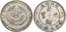 CHINA, Qīng dynasty. Dézōng (Guāngxù), 1875-1908. Yuán – Dollar (Silver, 40 mm, 27.29 g, 11 h), Guăngdōng (Kwang-Tung) province, no date (1890-1908). ...